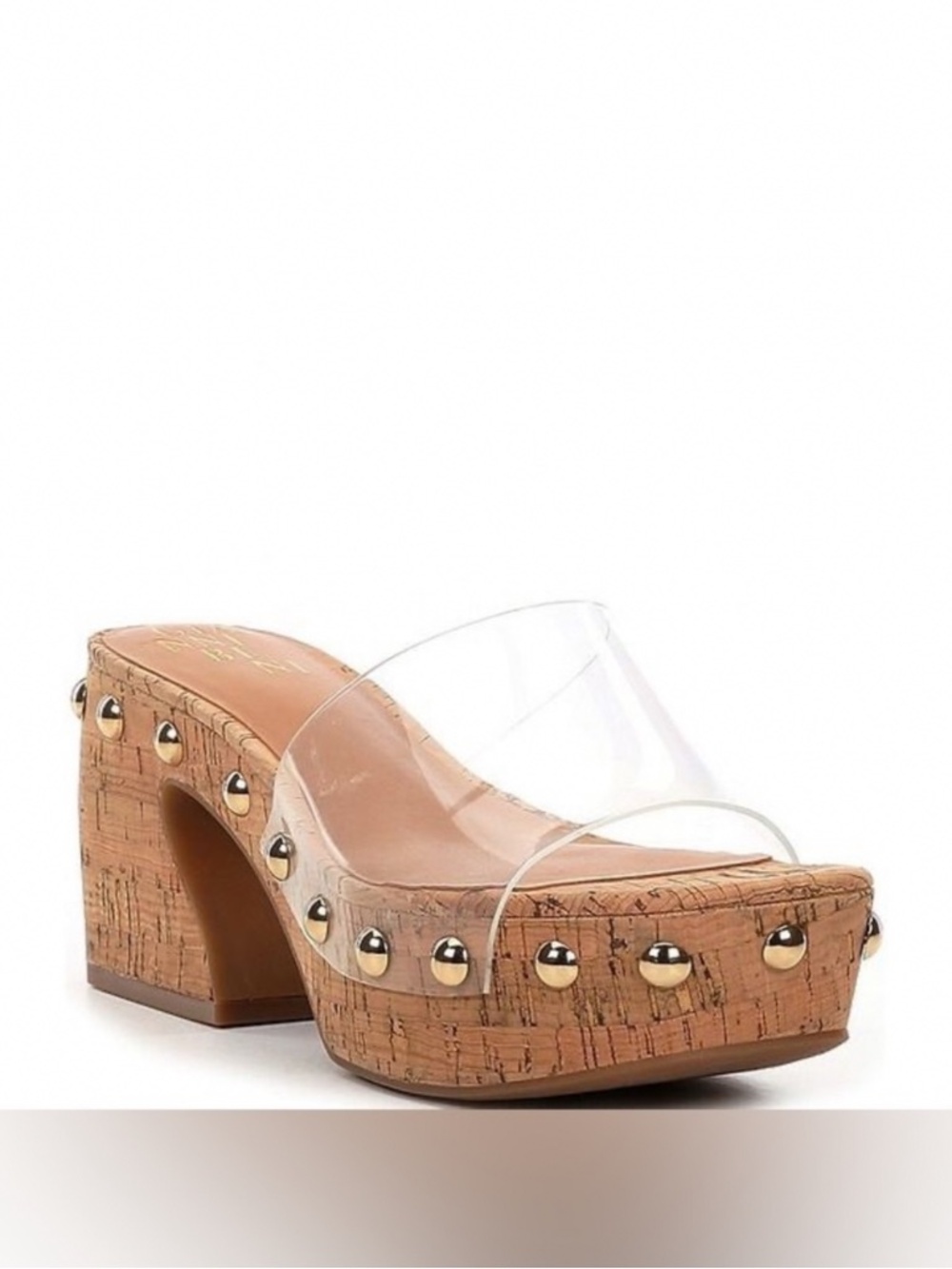 NWT Gianni Bini Abbott Studded Clear Square Toe Platform Sandals Sz 6,5 Clear